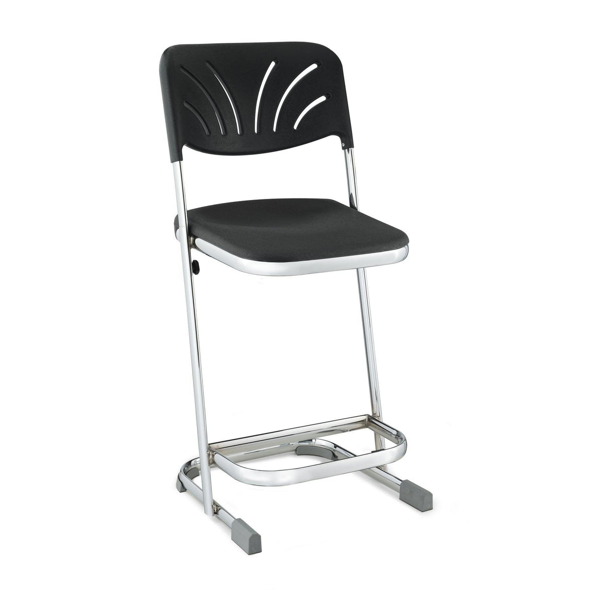 Elephant Z-Stool With Backrest, Black Seat and Chrome Frame-Stools-22"-