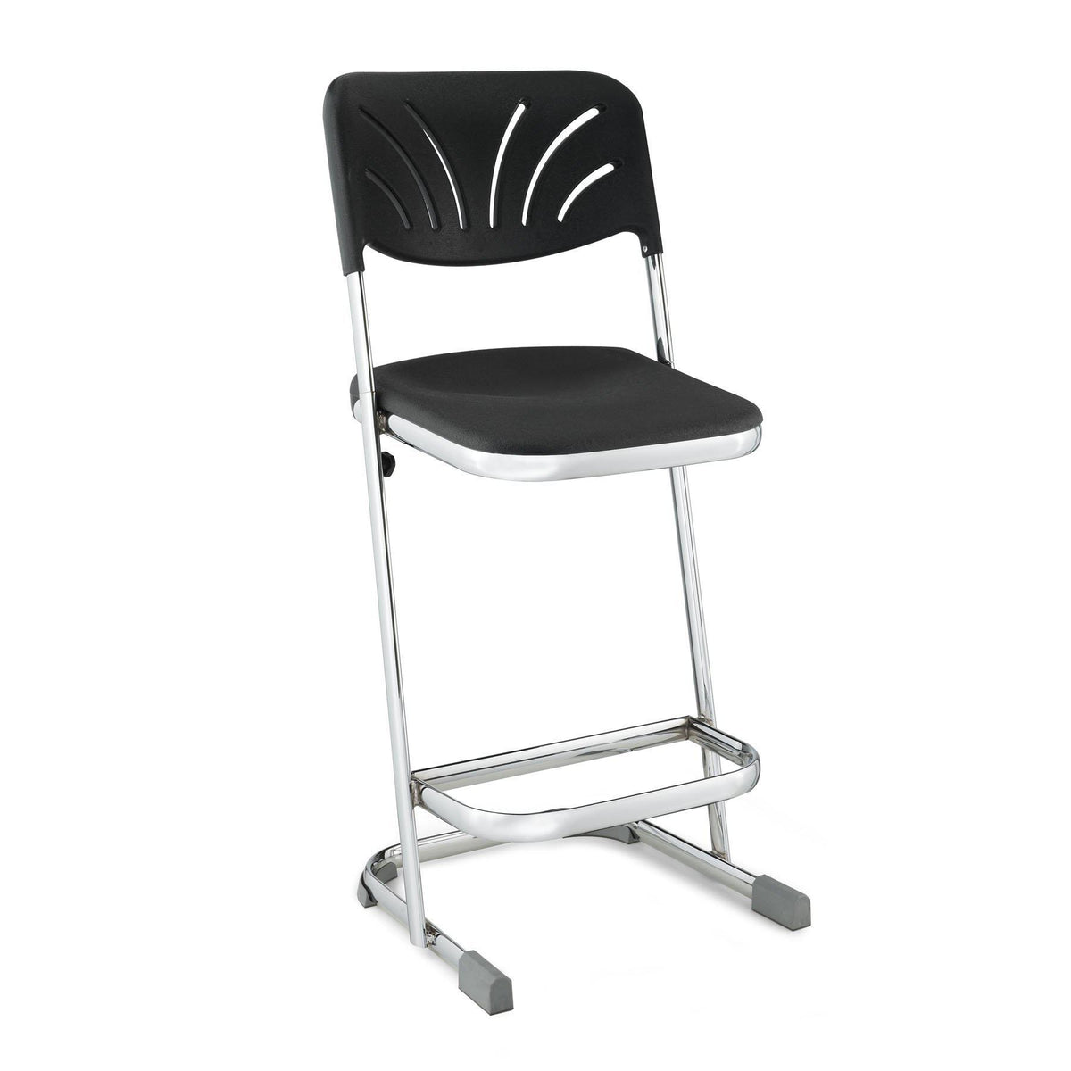 Elephant Z-Stool With Backrest, Black Seat and Chrome Frame-Stools-24"-