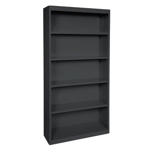 Elite Series Welded Steel Bookcase, 4 Shelves and Bottom Shelf, 36 x 18 x 72, Black