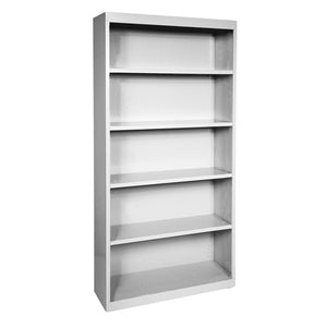 Elite Series Welded Steel Bookcase, 4 Shelves and Bottom Shelf, 36 x 18 x 72, Dove Gray