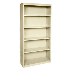 Elite Series Welded Steel Bookcase, 4 Shelves and Bottom Shelf, 36 x 18 x 72, Putty