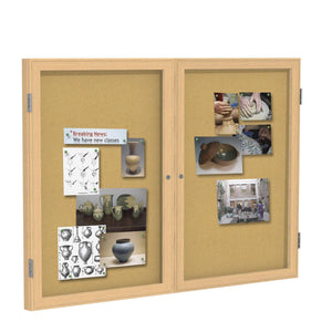 Enclosed Natural Cork Bulletin Board with Oak Wood Frame-Boards-3'H x 4'W-2-
