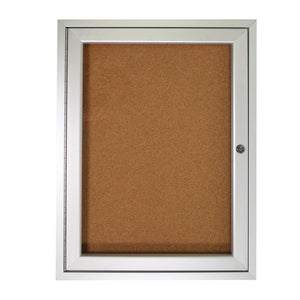 Enclosed Natural Cork Bulletin Board with Satin Aluminum Frame-Boards-24"H x 18"W-1-