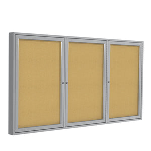 Enclosed Natural Cork Bulletin Board with Satin Aluminum Frame-Boards-3'H x 6'W-3-