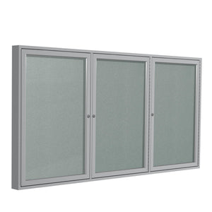 Enclosed Vinyl Bulletin Board with Satin Aluminum Frame-Boards-3'H x 6'W-3-Silver