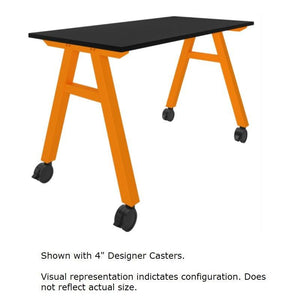 A-Frame Series Mobile Table, Epoxy Top, 60" W x 48" D x 30" H