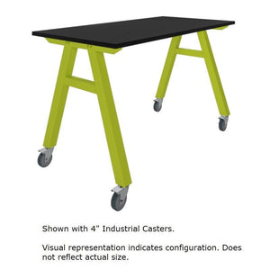 A-Frame Series Mobile Table, Epoxy Top, 60" W x 48" D x 30" H