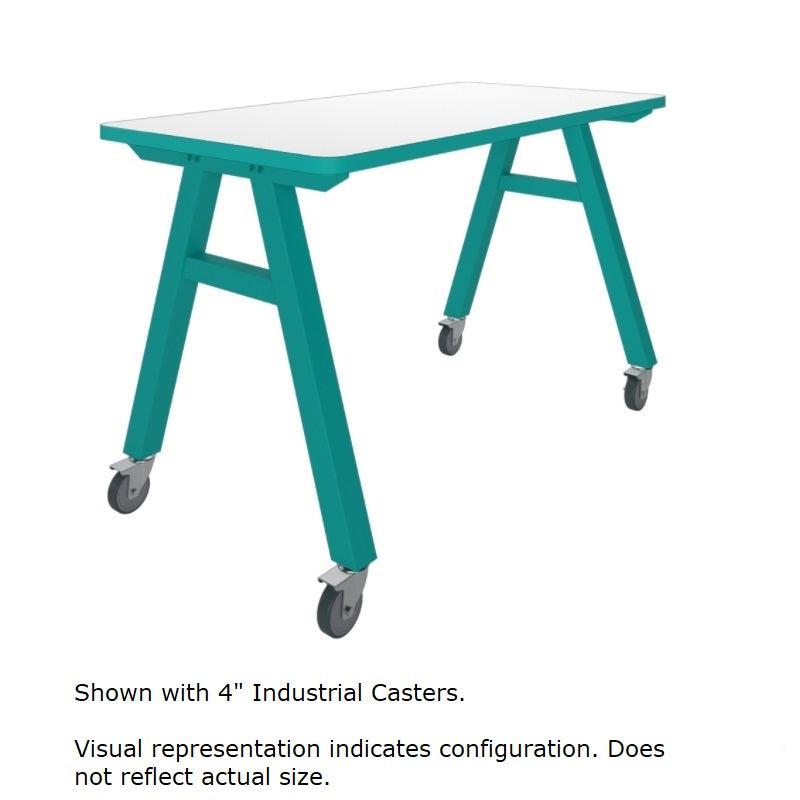 A-Frame Series Mobile Table, Erasable High Pressure Laminate Top, 72" W x 48" D x 30" H
