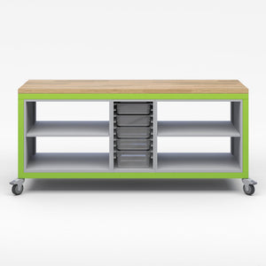 Explorer Series Cargo Cart-Tables-Full Top-1 Bin Module, 2 Double Open Storage Modules-Green Apple