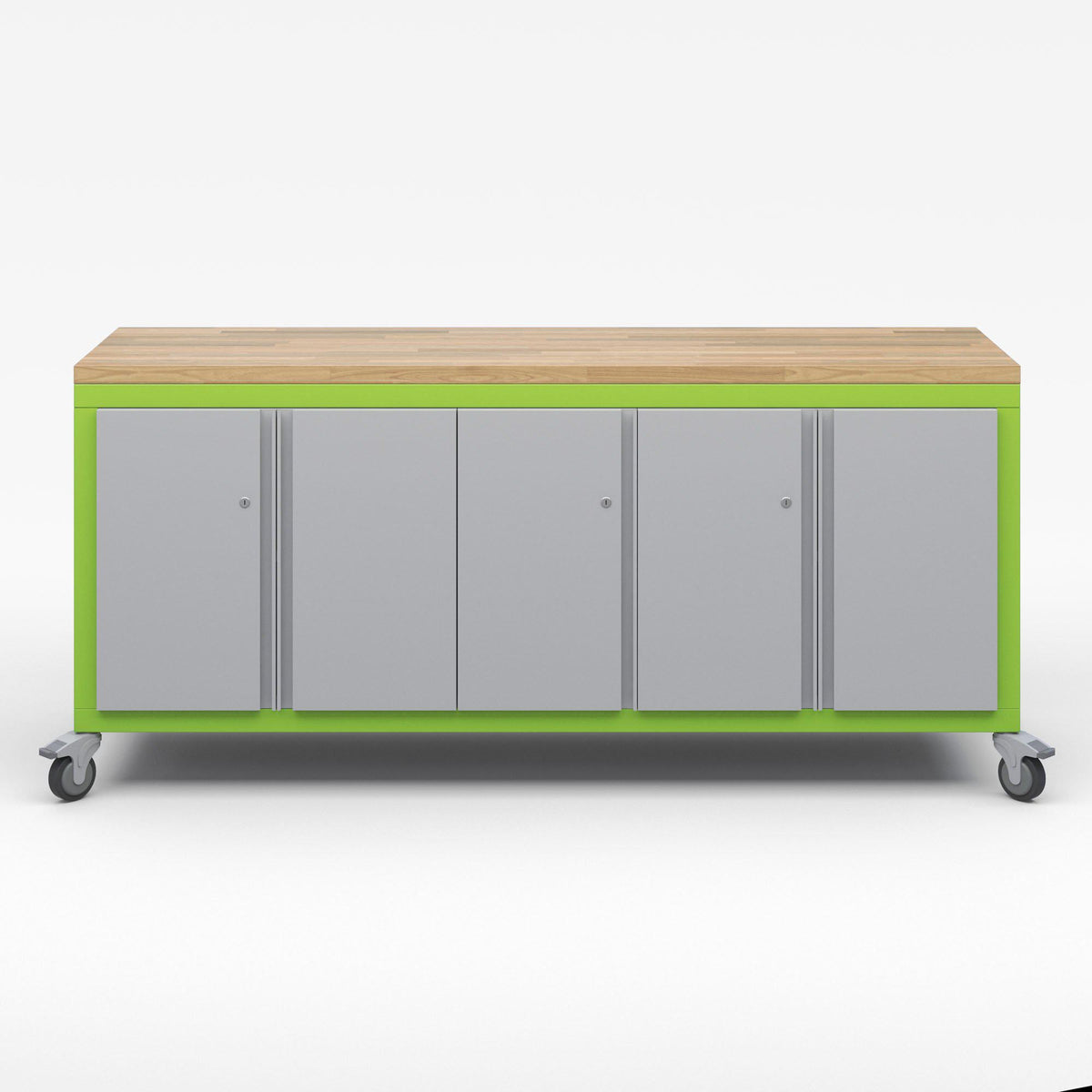 Explorer Series Cargo Cart-Tables-Full Top-1 Single Door and 2 Double Door Storage Modules-Green Apple