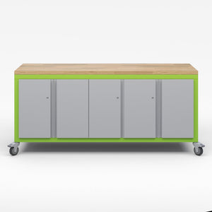 Explorer Series Cargo Cart-Tables-Full Top-1 Single Door and 2 Double Door Storage Modules-Green Apple