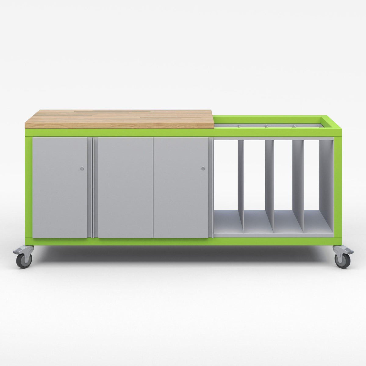 Explorer Series Cargo Cart-Tables-Partial Top-1 Double Door and 1 Single Dopr Strage Modules, 1 Lrge Format Storage Module-Green Apple