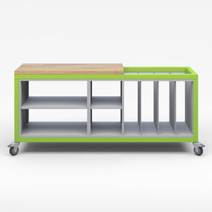 Explorer Series Cargo Cart-Tables-Partial Top-1 Double Open and 1 Single Open Storage Modules, 1 Large Format Storage Module-Green Apple