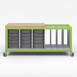 Explorer Series Cargo Cart-Tables-Partial Top-3 Bin Modules, 1 Large Format Storage Module-Green Apple