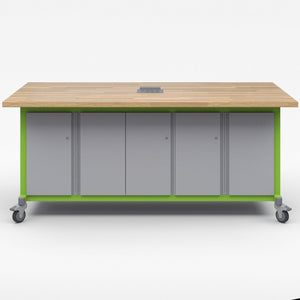 Explorer Series Maker Tables with Power-Tables-1 Single Door and 2 Double Door Storage Modules-Green Apple-