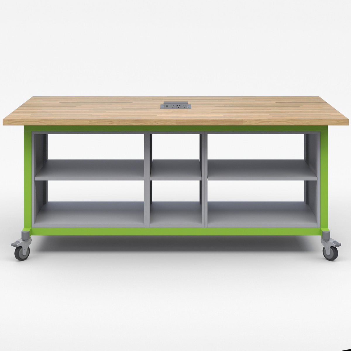 Explorer Series Maker Tables with Power-Tables-1 Single Open and 2 Double Open Storage Modules-Green Apple-