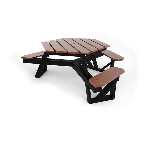 Frog Furnishings Hex Resinwood ADA Outdoor Picnic Table, 6 Ft. Dia.