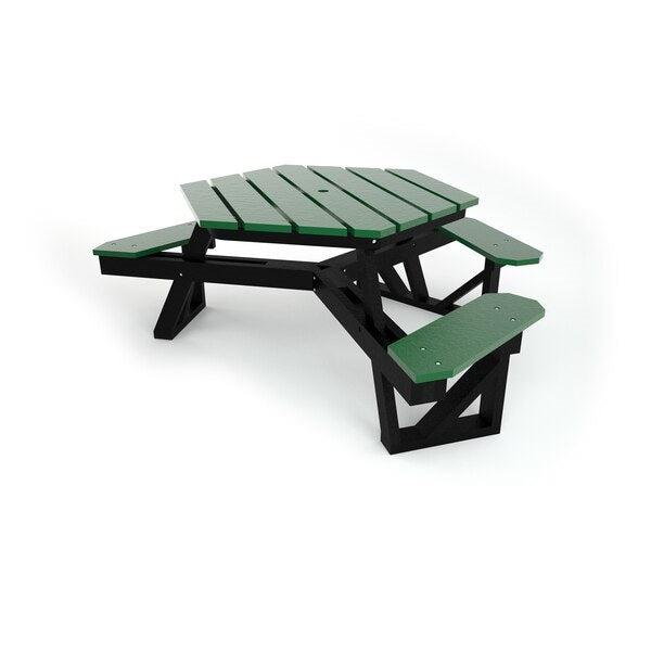 Frog Furnishings Hex Resinwood ADA Outdoor Picnic Table, 6 Ft. Dia.
