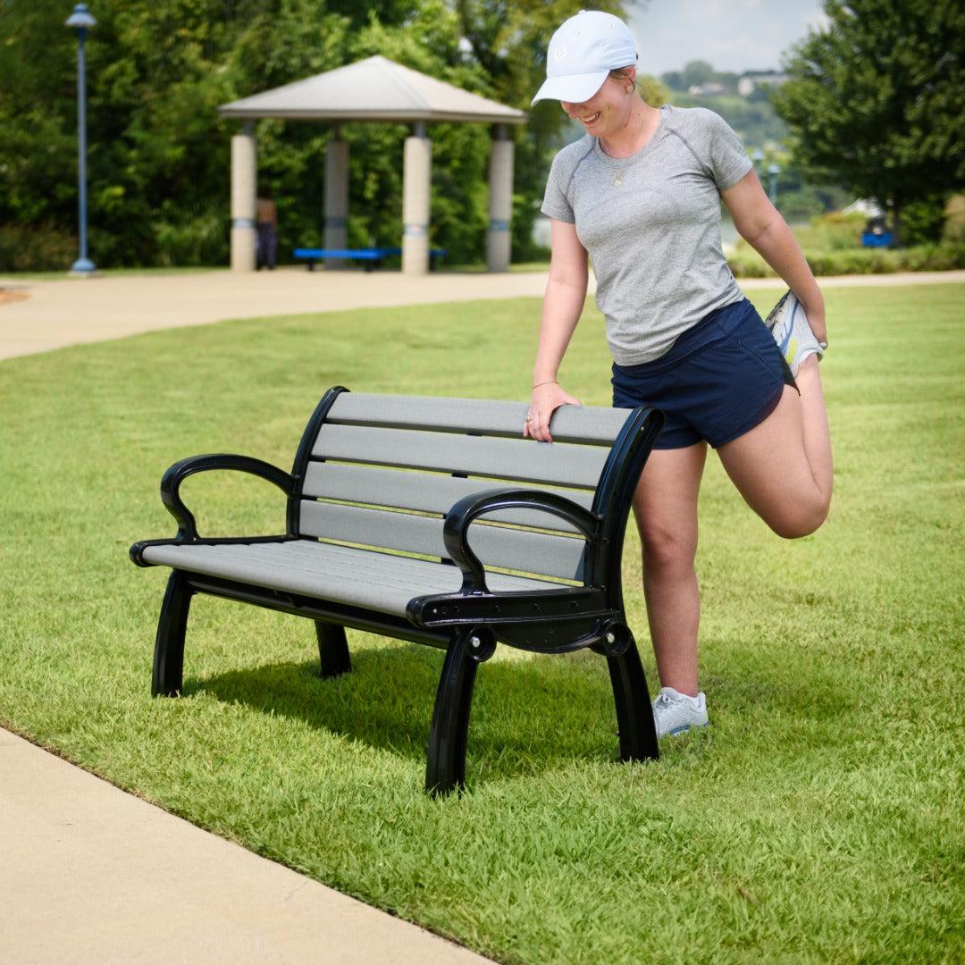 Frog Furnishings Heritage Resinwood Outdoor Bench, 4 Ft. Long
