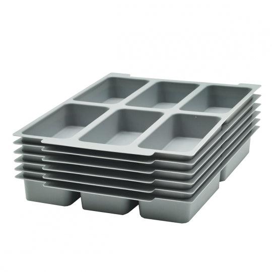 Plastic Tray Insert, 6 Section, for Shallow Trays, Pack of 6, FREE SHIPPING
