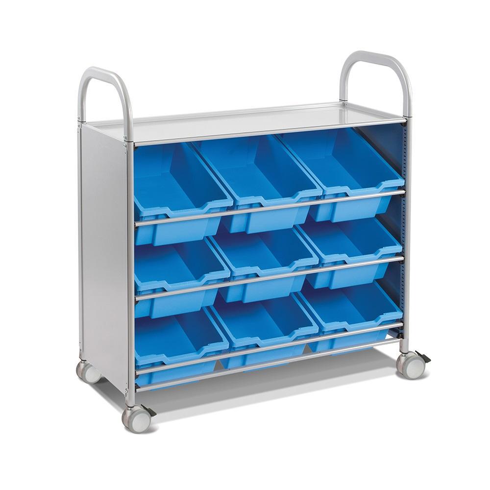Callero Plus Tilted Tray Cart In Silver With 9 Deep Trays, FREE SHIPPING
