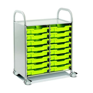 Callero Plus Double Cart In Silver  With 16 Shallow Trays, FREE SHIPPING