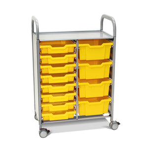 Callero Plus Double Cart In Silver With 8 Shallow Trays and 4 Deep Trays, FREE SHIPPING