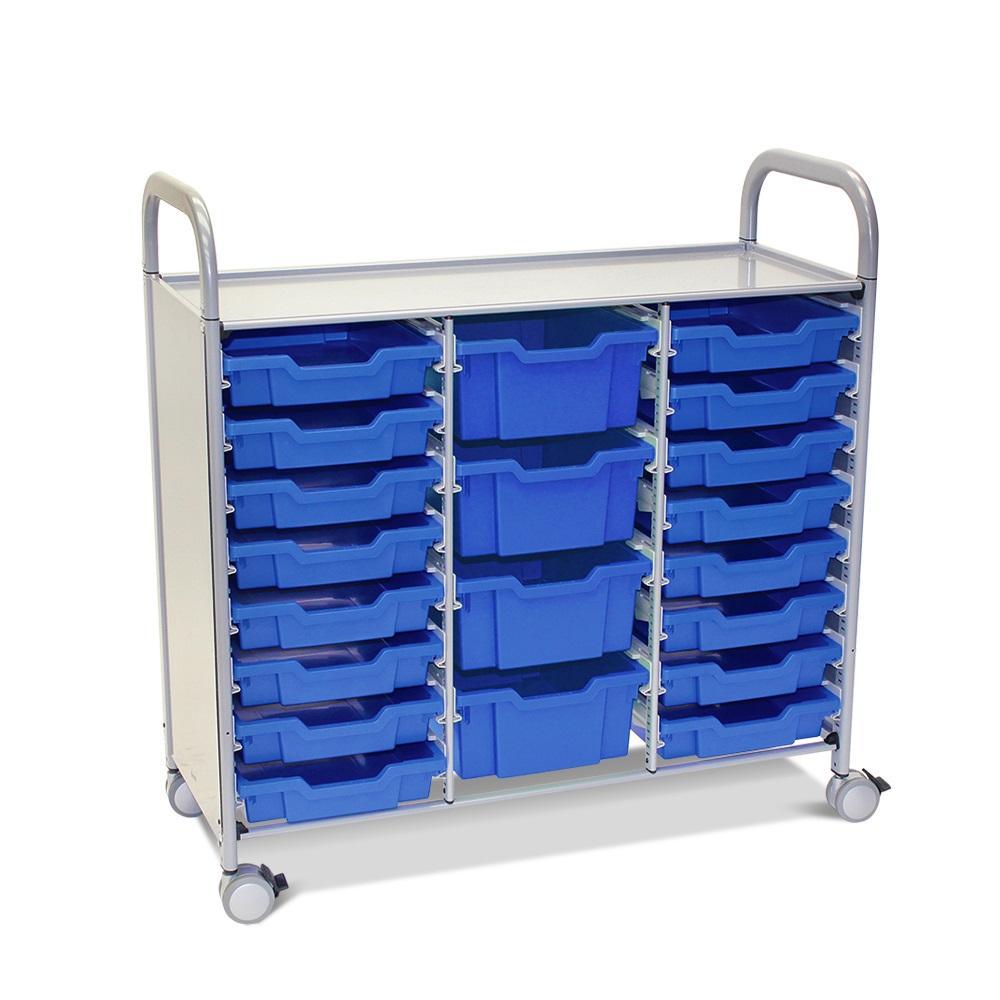 Callero Plus Treble Cart in Silver With 16 Shallow Trays and 4 Deep Trays, FREE SHIPPING