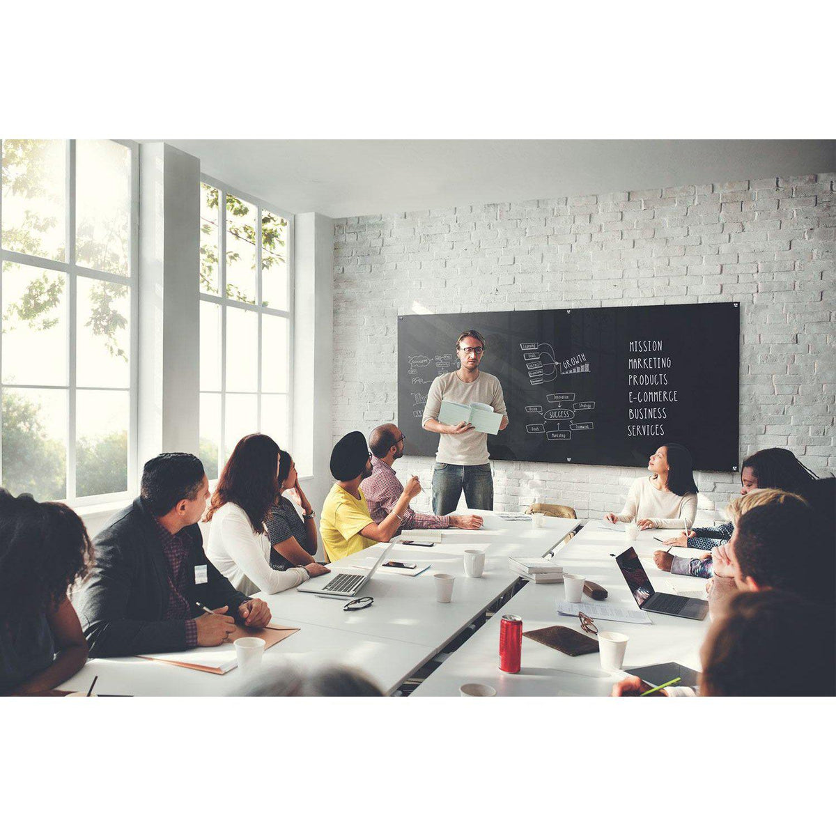 Harmony Glassboard, Non-Magnetic, Radius Corners, 3' H x 4' W