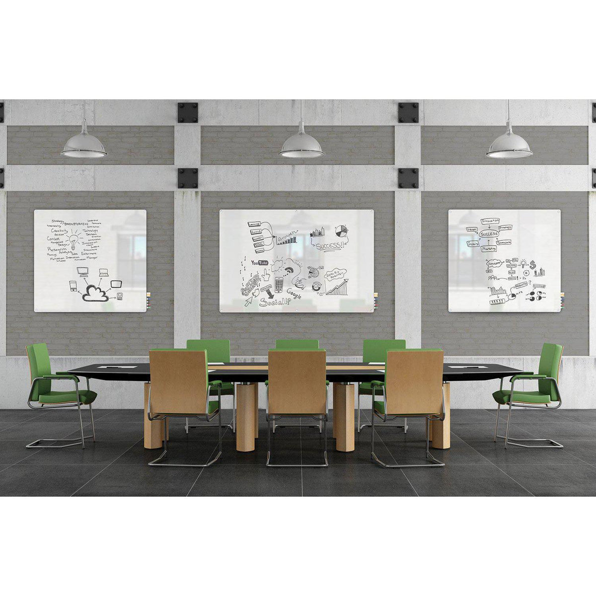 Harmony Glassboard, Non-Magnetic, Radius Corners, 4' H x 8' W