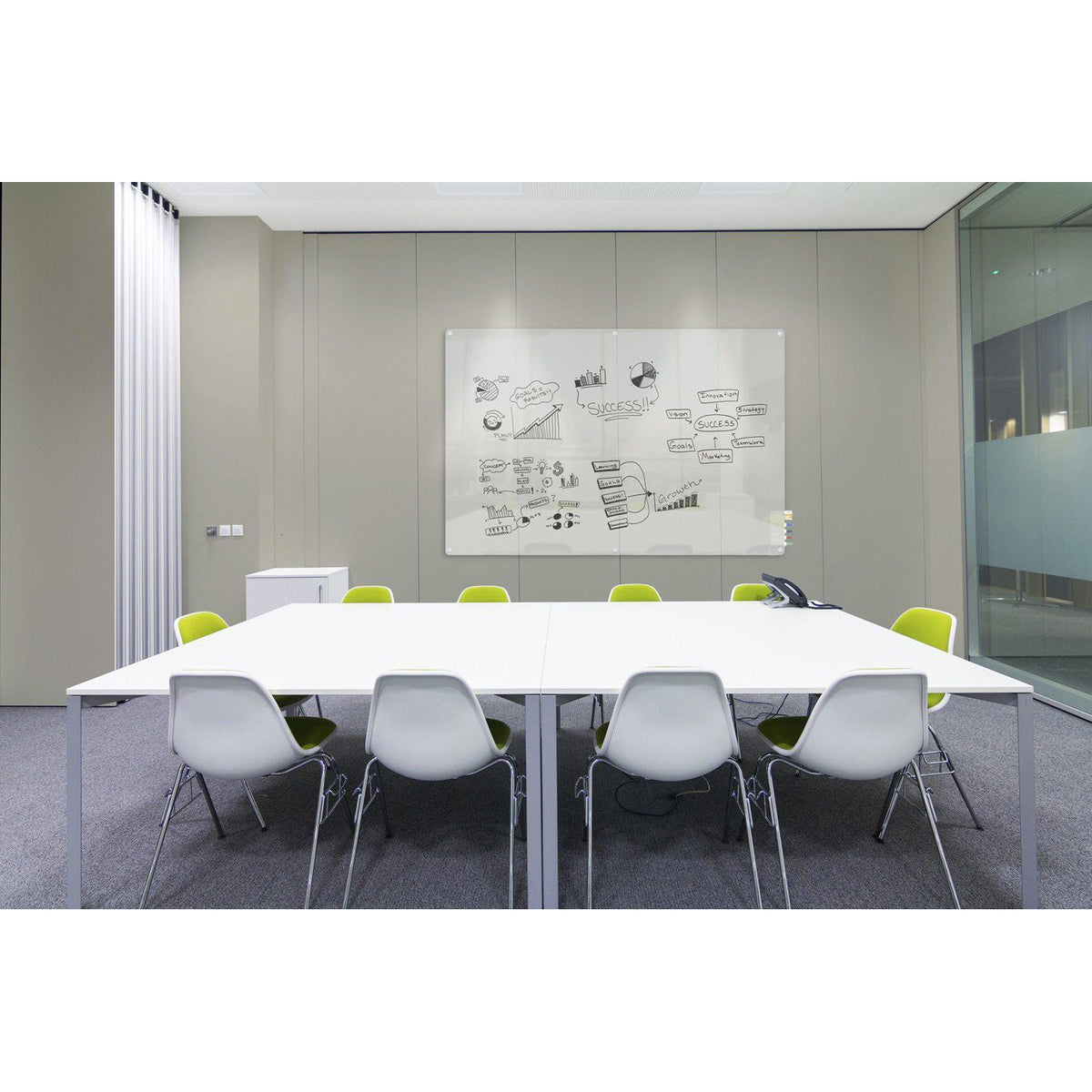 Harmony Frosted Glassboard, Non-Magnetic, Radius Corners, 3' H x 4' W