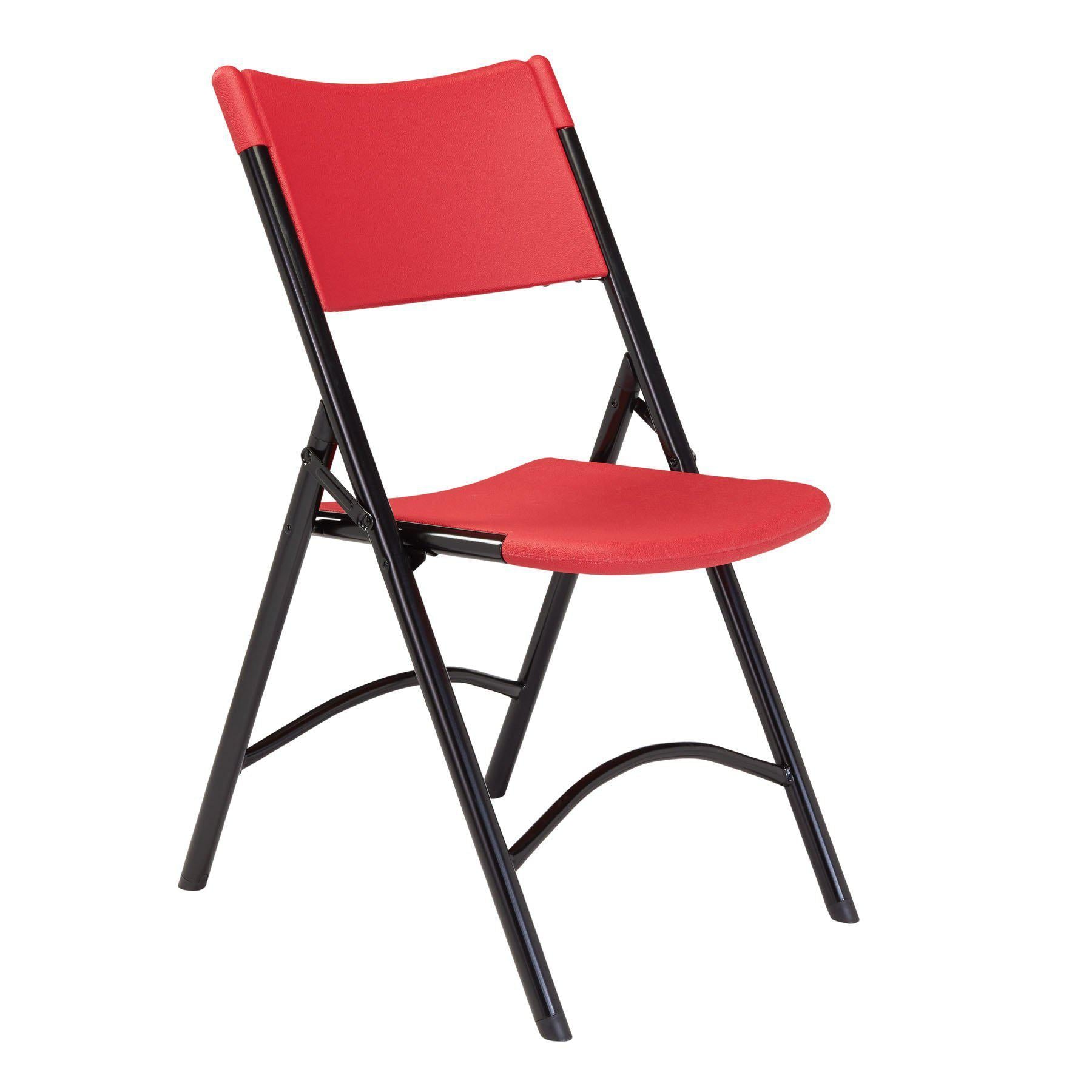 Heavy Duty Plastic Folding Chair (Carton of 4)-Chairs-Red Plastic/Black Frame-