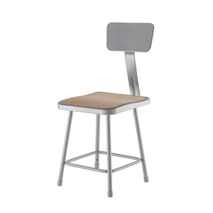 Heavy Duty Square Seat Steel Stool With Backrest, Grey-Stools-18"-