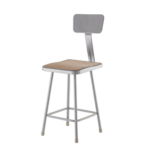 Heavy Duty Square Seat Steel Stool With Backrest, Grey-Stools-22"-