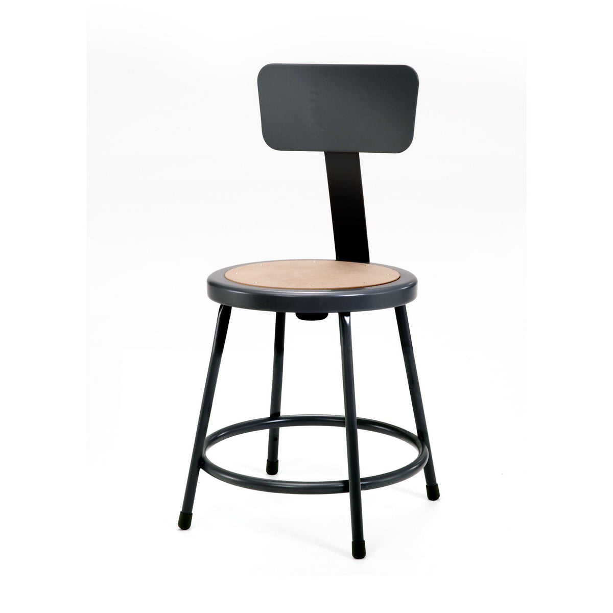 Heavy Duty Steel Stool With Backrest-Stools-18"-Black-