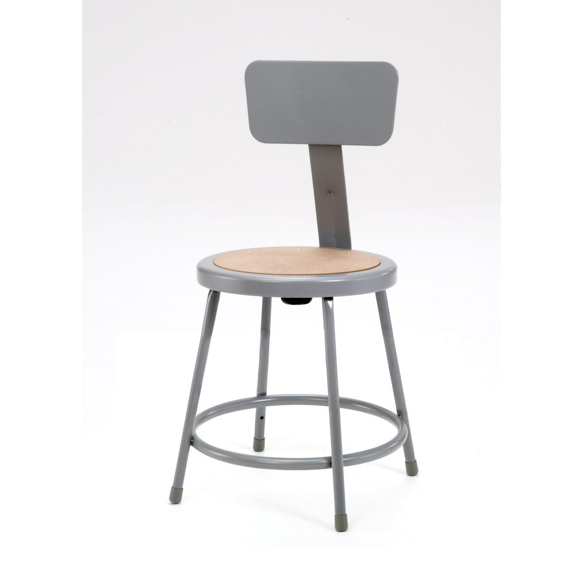 Heavy Duty Steel Stool With Backrest-Stools-18"-Grey-