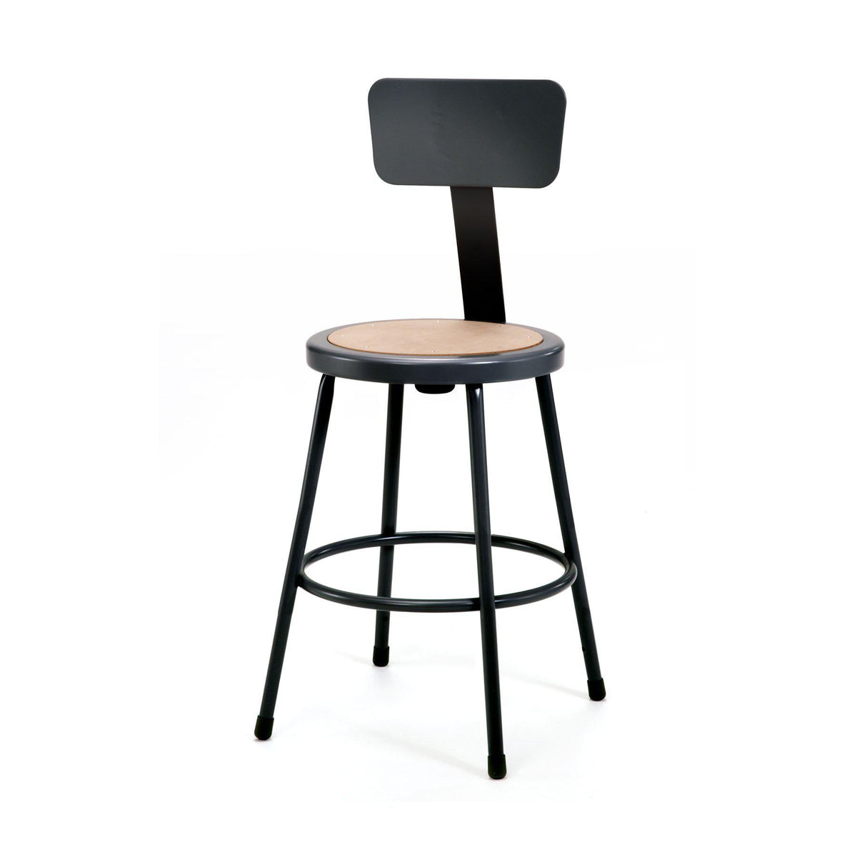 Heavy Duty Steel Stool With Backrest-Stools-24"-Black-