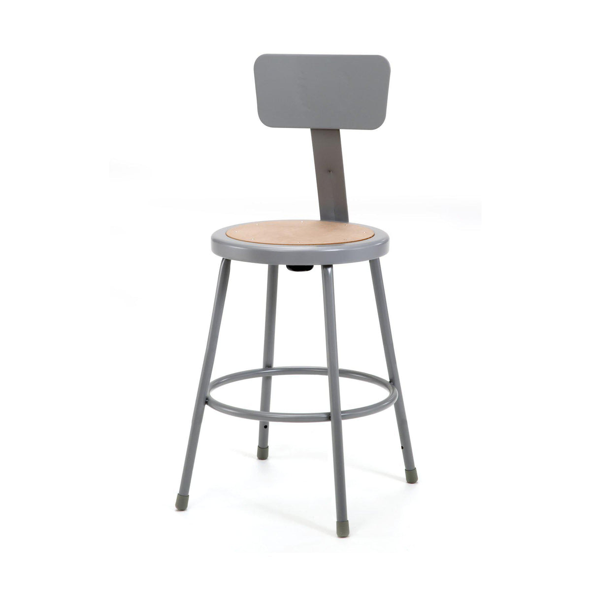 Heavy Duty Steel Stool With Backrest-Stools-24"-Grey-