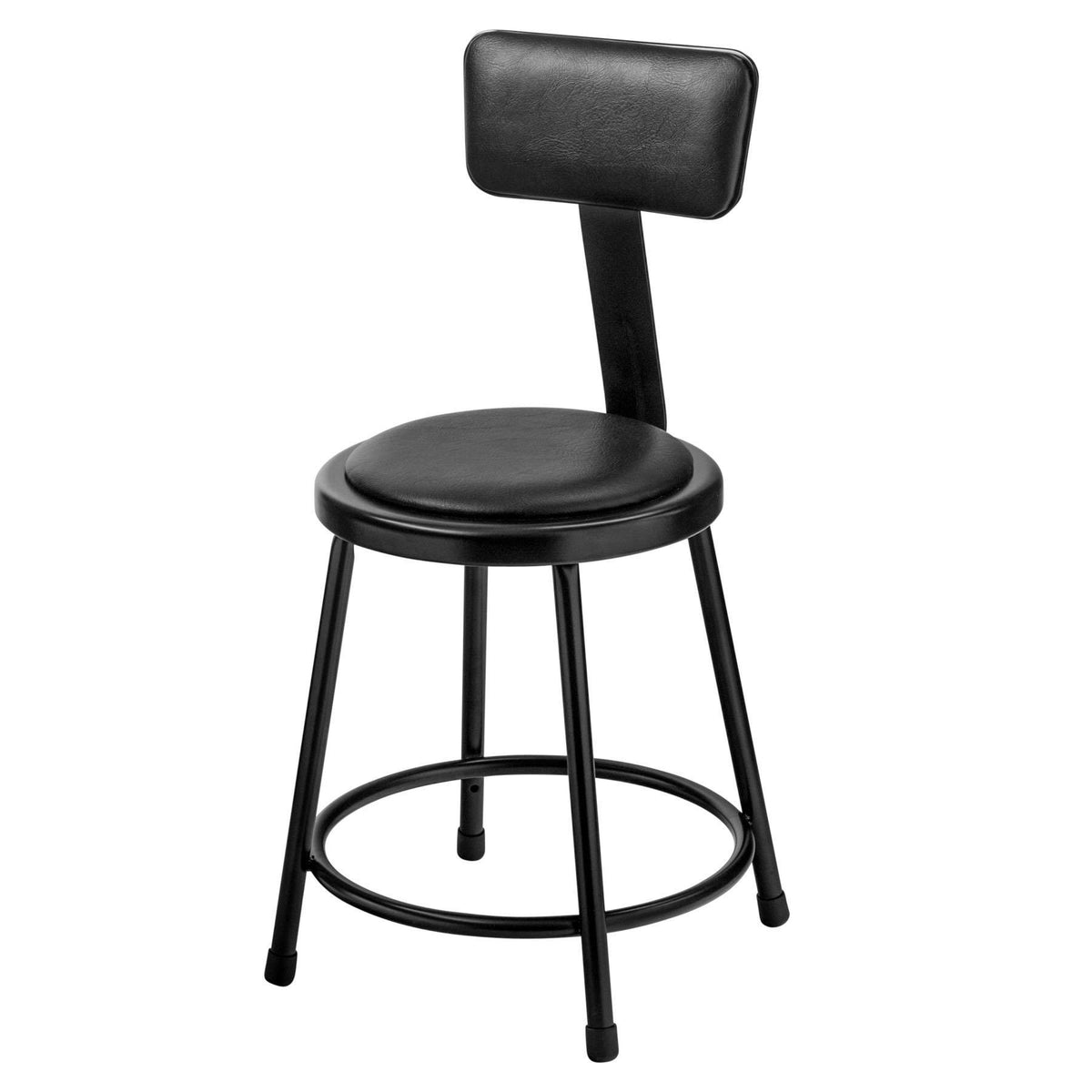 Heavy Duty Vinyl Padded Steel Stool With Backrest-Stools-Black-18"-
