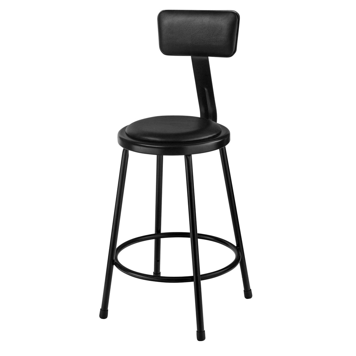 Heavy Duty Vinyl Padded Steel Stool With Backrest-Stools-Black-24"-