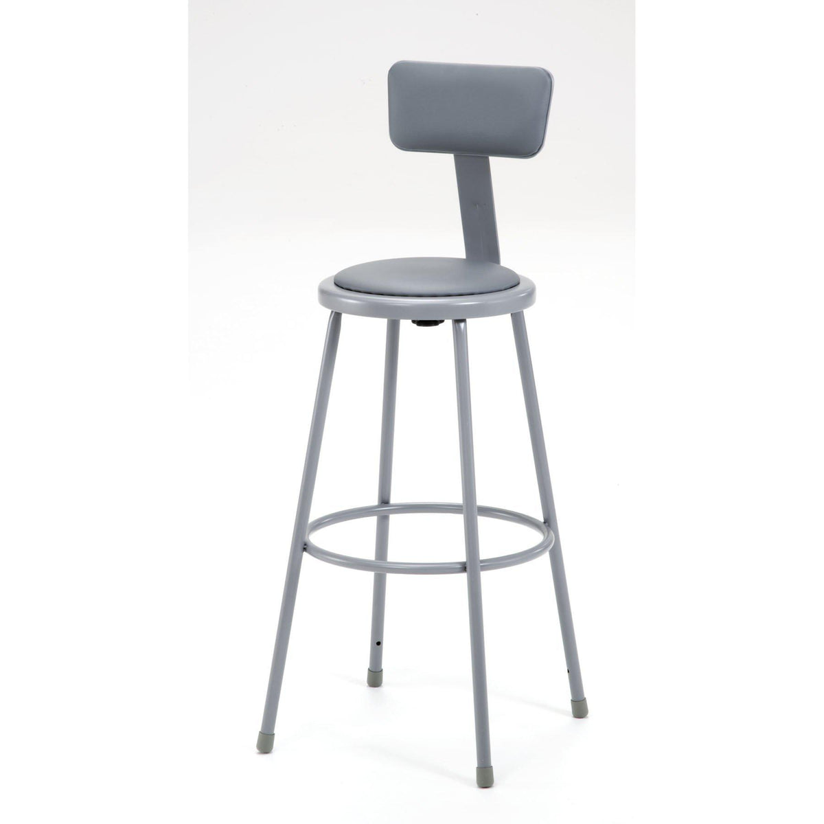 Heavy Duty Vinyl Padded Steel Stool With Backrest-Stools-Grey-30"-