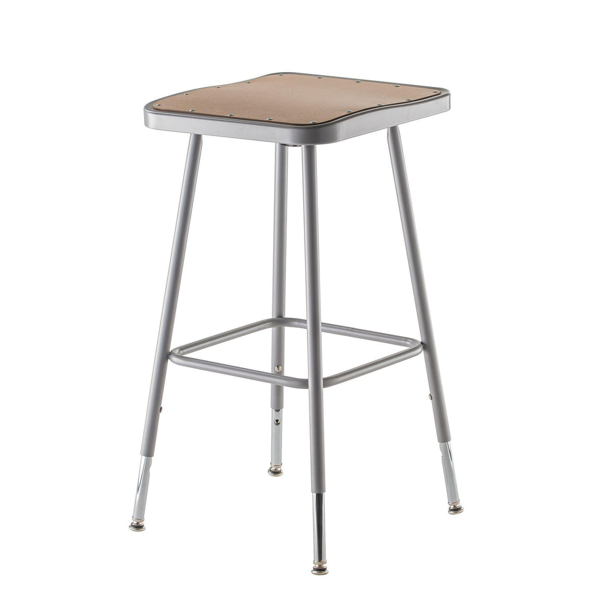 Height Adjustable Heavy Duty Square Seat Steel Stool, Grey-Stools-25" - 33"-