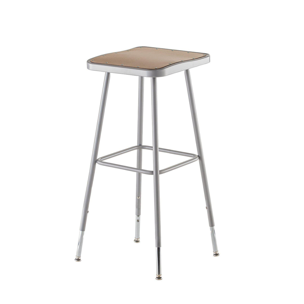 Height Adjustable Heavy Duty Square Seat Steel Stool, Grey-Stools-32" - 39"-