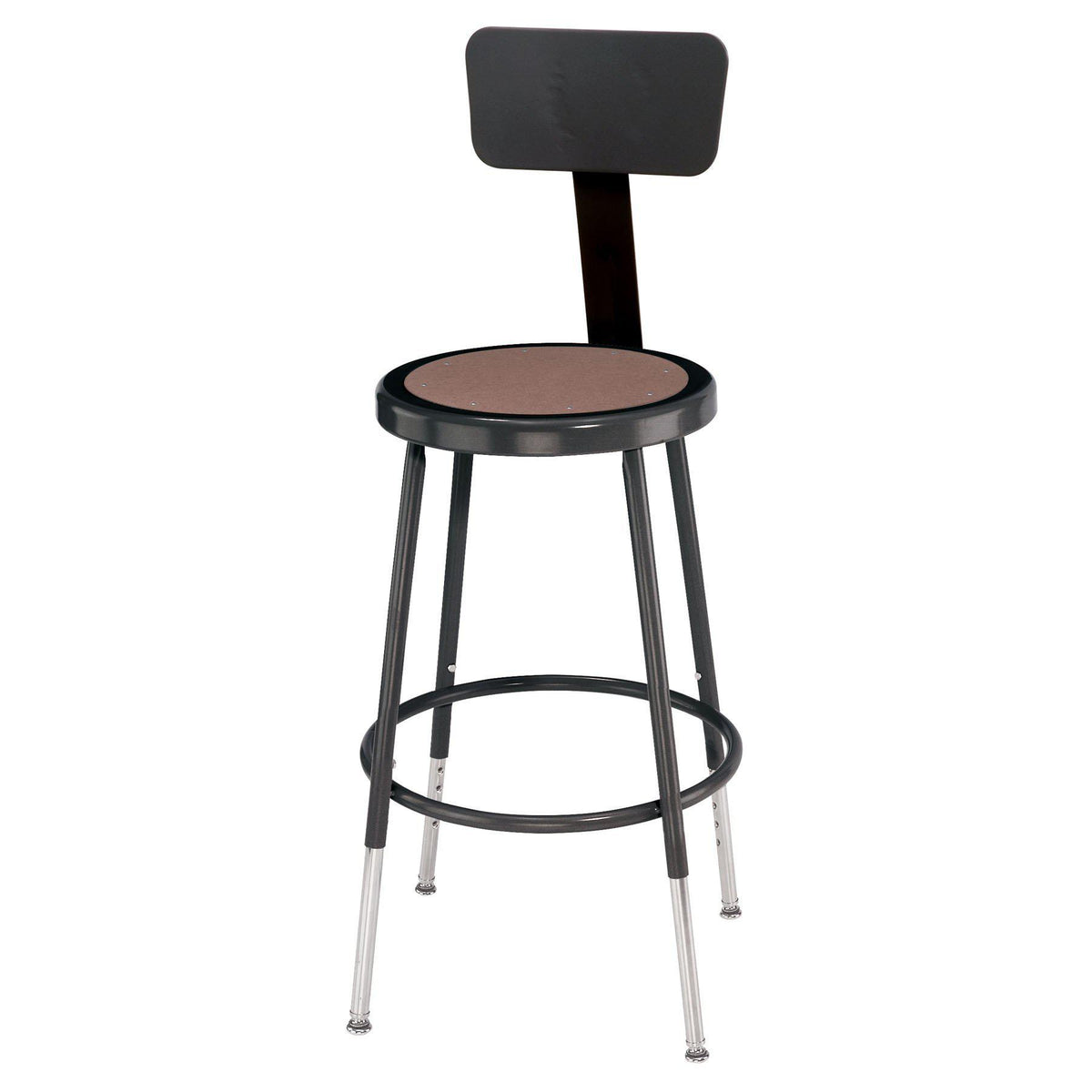 Height Adjustable Heavy Duty Steel Stool With Backrest-Stools-Black-19" - 27"-