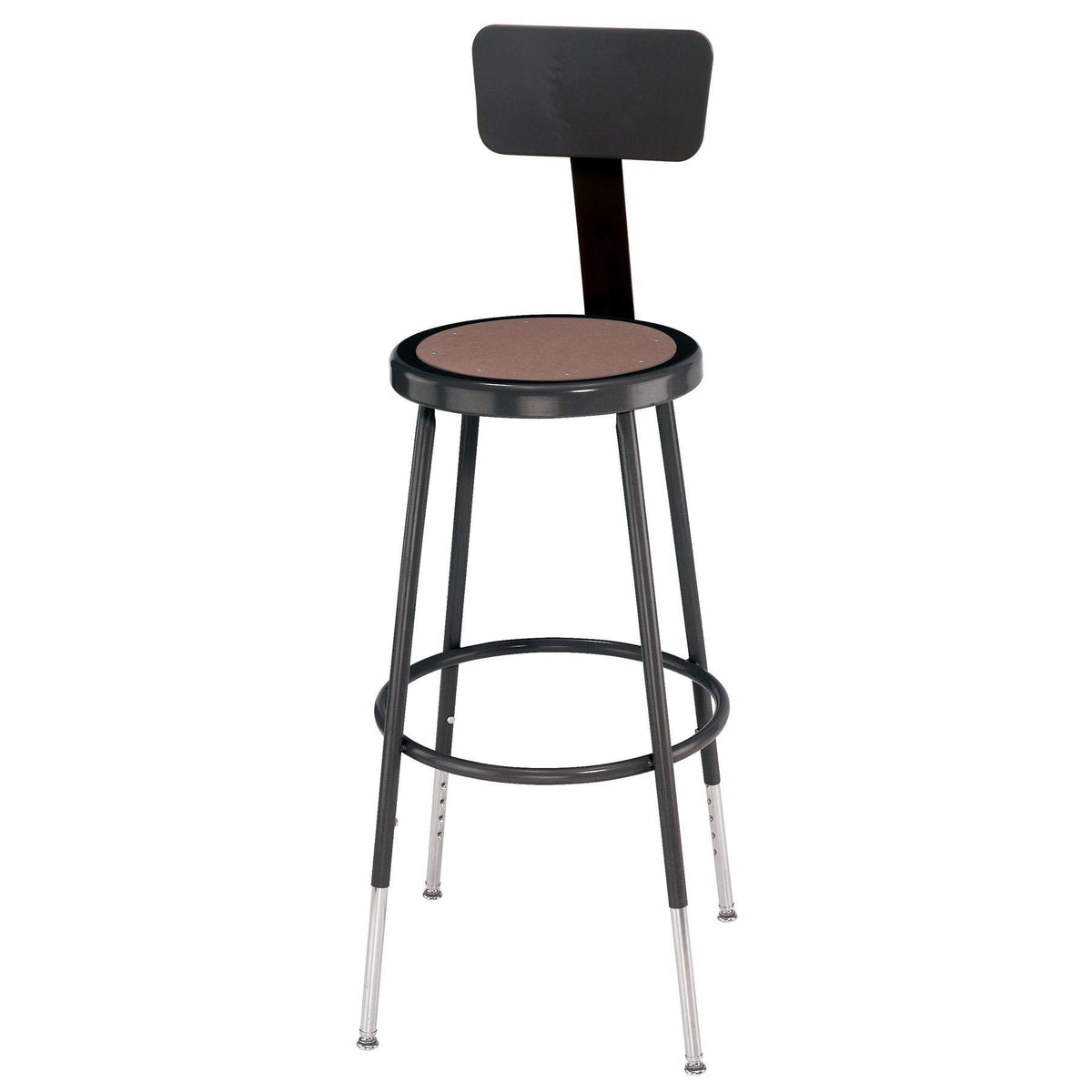 Height Adjustable Heavy Duty Steel Stool With Backrest-Stools-Black-25" - 33"-