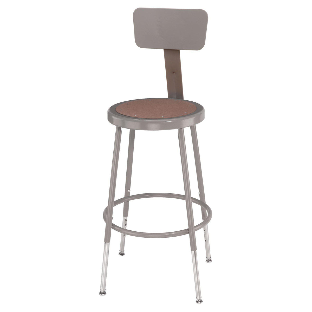 Height Adjustable Heavy Duty Steel Stool With Backrest-Stools-Grey-19" - 27"-