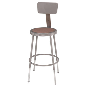 Height Adjustable Heavy Duty Steel Stool With Backrest-Stools-Grey-19" - 27"-