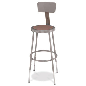 Height Adjustable Heavy Duty Steel Stool With Backrest-Stools-Grey-25" - 33"-