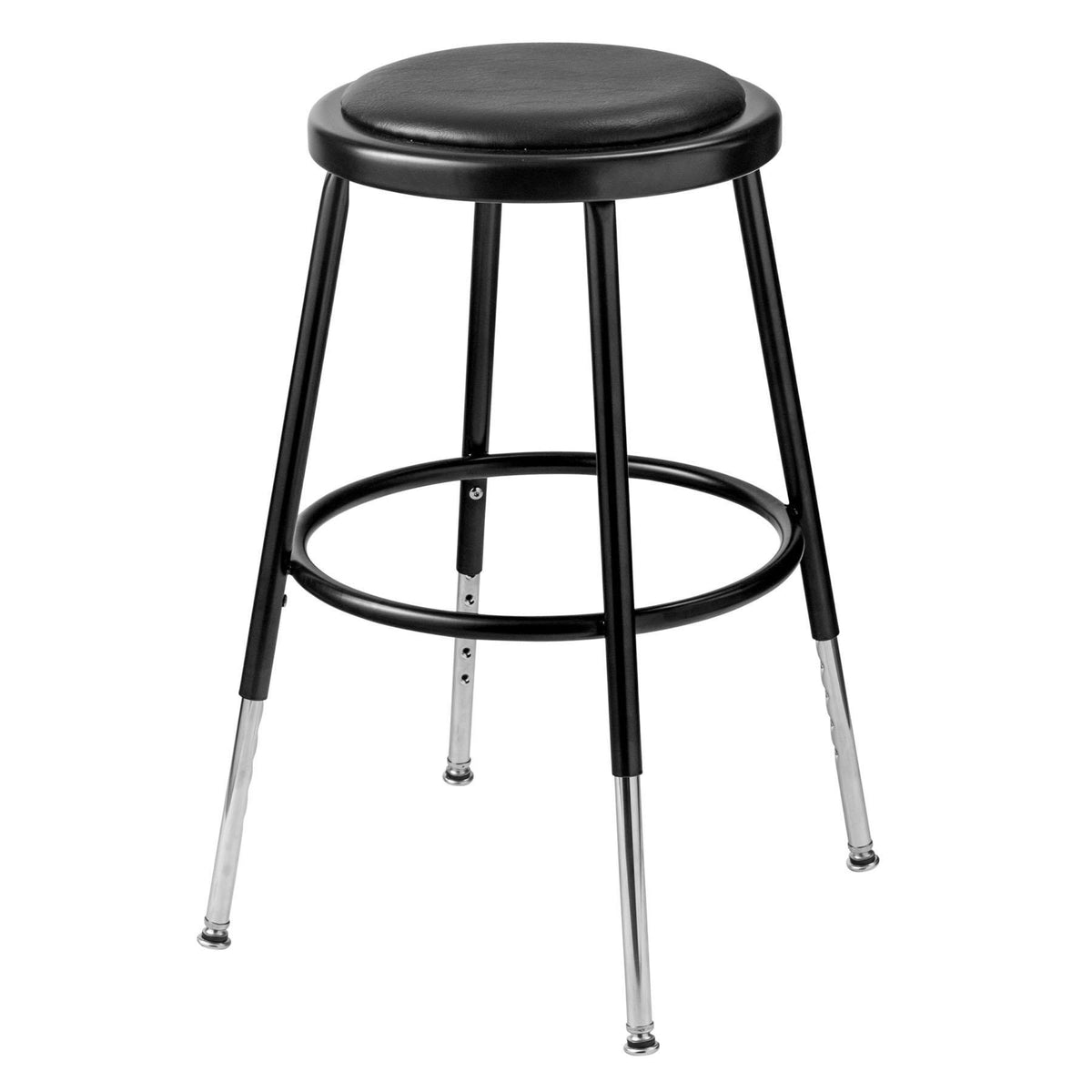 Height Adjustable Heavy Duty Vinyl Padded Steel Stool-Stools-Black-19" - 27"-