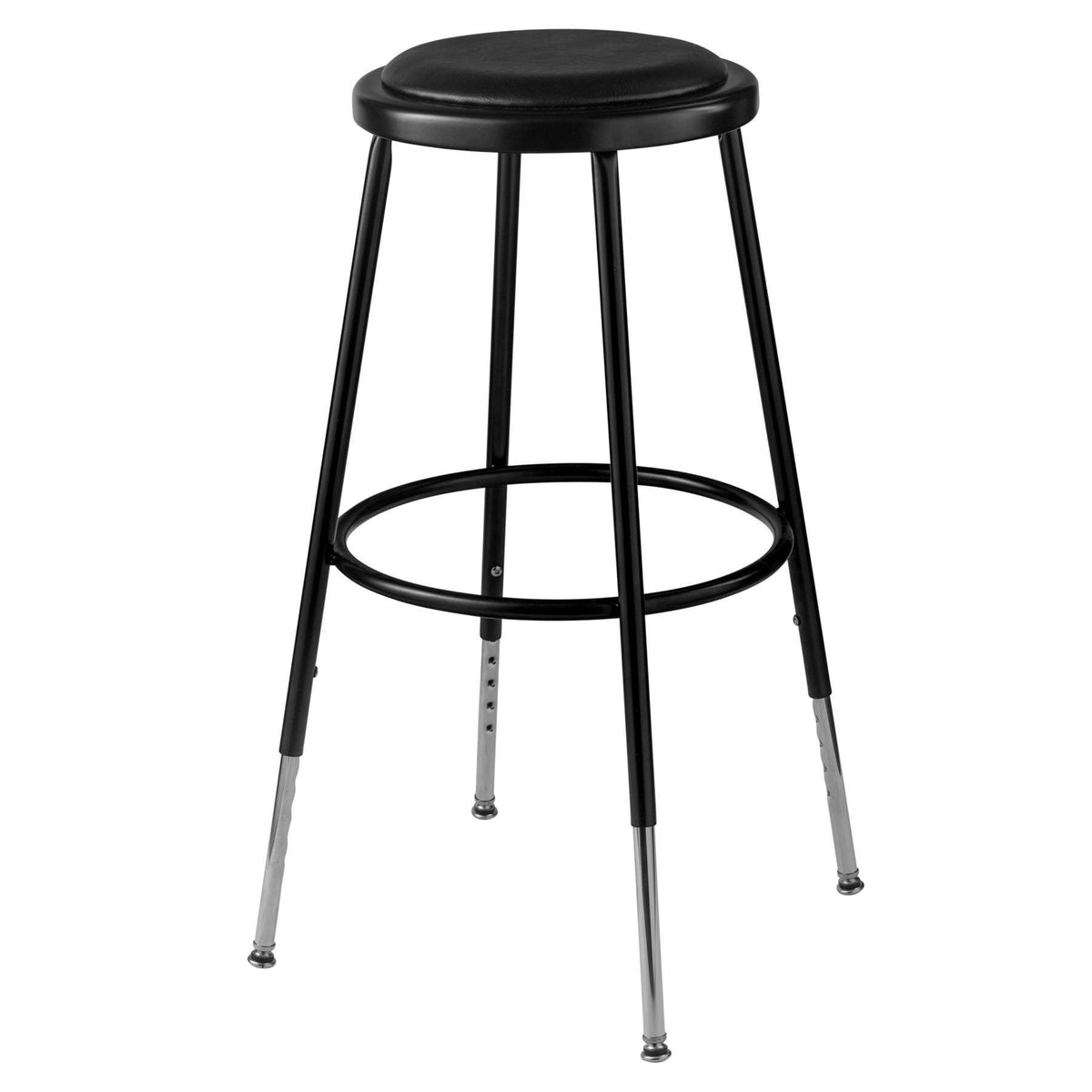 Height Adjustable Heavy Duty Vinyl Padded Steel Stool-Stools-Black-25" - 33"-